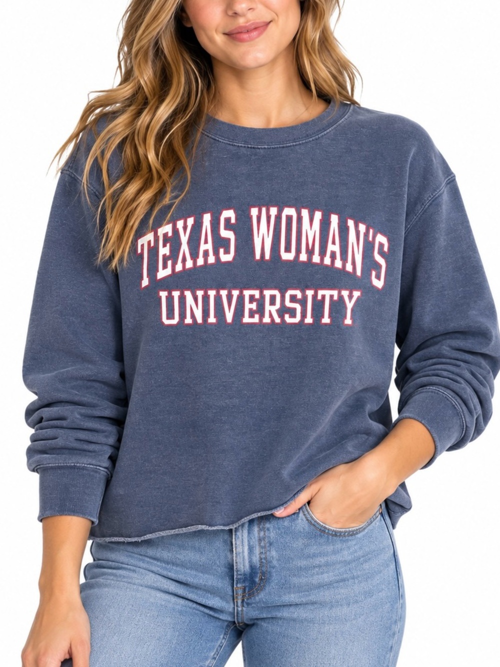 MV Sport Texas Woman’s University Sweatshirt S Blue Collegiate Crewneck